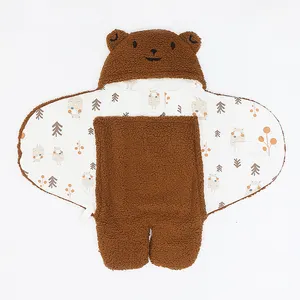 Custom GOTS Organic Cotton PRICE CAN BE NEGOTIATED Cute Bear Pattern Baby Sleeping Bag Newborn Sleep Sack