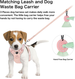 OEM Custom Solid Luxury Breathable <b>Dog</b> Harness Set Ribbons Nylon Leash Collar Padded Eco-Friendly Pet Harness Walking Training - Product Image 5
