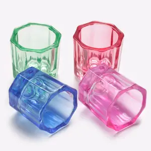 Colorful Glass Crystal Jar Nail Monomer Liquid Powder Glassware Holder Nail Art Dappen Dish Cups for Acrylic Liquid Powder