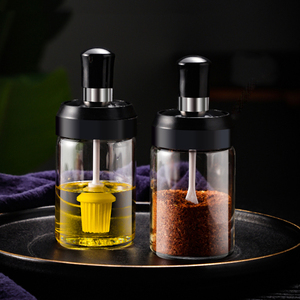 <span class=keywords><strong>Set</strong></span> di <span class=keywords><strong>3</strong></span> <span class=keywords><strong>Barattoli</strong></span> in Vetro per <span class=keywords><strong>Cucina</strong></span> con Cucchiaio e Pennello per Olio, Miele e Spezie - Product Image 2