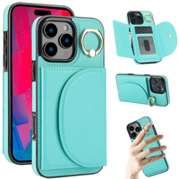 Étui de téléphone portable en cuir PU antichoc pour iPhone 14 Pro Max/14 Pro/14 Plus/14/15, 360 °   Support pour téléphone, 3 emplacements pour cartes et poche pour billets