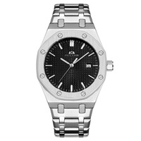 Montre automatique mécanique pour hommes, boîtier en alliage, lumineuse, calendrier, semaine, bracelet en caoutchouc, fermoir caché, résistante à l'eau 30M