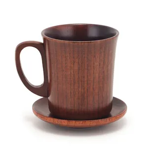 Lueco — tasse à café en bois, pour thé ou eau, avec poignée, logo personnalisé