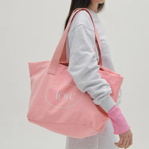 Chất Lượng Cao Thân Thiện Với Môi Có Thể Gập Lại Lớn Allover In Ấn Vải Tote Vai Túi Tote Túi Tùy Chỉnh Tình Yêu Màu Hồng Bông Túi Vải - Product Image 1