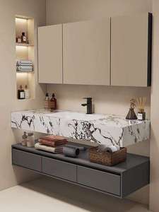 <span class=keywords><strong>Lavabo</strong></span> de Baño para Hotel, Estilo Losa de Piedra, Encimera de Acero Inoxidable, <span class=keywords><strong>Lavabo</strong></span> Empotrado sin Juntas, Doble Capa - Product Image 2