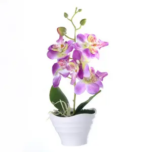 새로운 시뮬레이션 꽃 Phalaenopsis 분재 인공 꽃 홈 장식 미니 냄비 인공 꽃