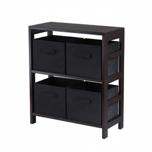 Capri mensola 2 sezioni M 4 cestini in tessuto nero pieghevoli inclusi - Product Image 2