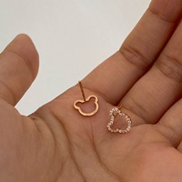Bijoux fins, plaqué or 14 carats, argent sterling 925, petit ours avec zircone cubique, piercing hélix, boucles d'oreilles clous