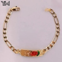 Pulsera de latón con dijes de San Judas Tadeo, cadena Figaro, joyería religiosa de diseño, oro laminado de 14K, 3 tonos, alta calidad YM