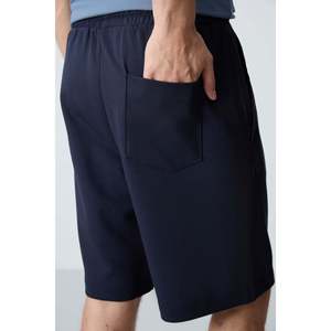 Shorts pour homme en coton bleu marine, épais, doux, texturé, coupe standard, basique - 81275 - Bleu marine - Product Image 6