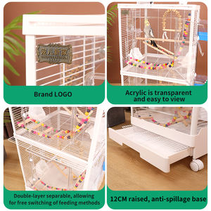 Sevgili yeni ev yatay çift katmanlı özel kafes papağan kafes büyük Villa şeffaf anti-sıçrama akrilik 490 - Product Image 6