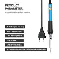 Pointe à souder remplaçable Euro 220V 5 pièces, kit de fer à souder électrique à température réglable, outil de réparation de stylo à souder