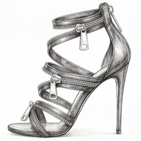 Sandales à talons hauts noires élégantes et personnalisées pour femmes avec fermeture éclair et lanières – Collection 2024 pour les audacieuses