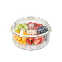 Plateau à fruits transparent compartimenté avec couvercle hermétique, rangement multi-compartiments pour collations domestiques