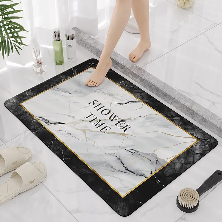 Alfombrilla absorbente de agua para decoración del hogar personalizada de fábrica, alfombrilla antideslizante de secado rápido, alfombrillas para baño y ducha