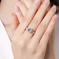 Moissanita-Anillo de boda de Plata de Ley 925 para mujer, anillo de boda de moissanita