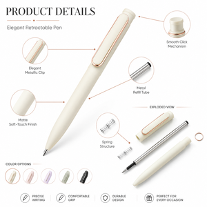 Penna a Sfera Promozionale Retrò Morandi con Punta in Metallo da 0,5mm, Inchiostro <span class=keywords><strong>Gel</strong></span> per Ufficio e Regalo Aziendale OEM - Product Image 4