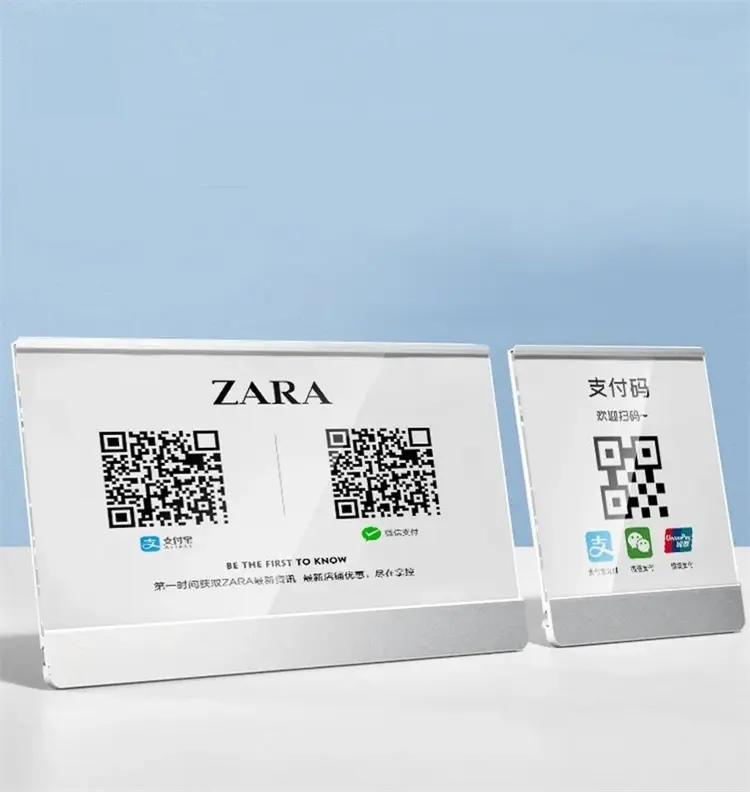 Acrylic Sign Holder Price QR Menu Mini Photo Frame Aluminum Alloy Display Stand For Retail Store Restaurant Market