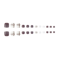 24 patchs pour ongles en ABS marron Design carré à la mode Pièces d'ongles détachables pour les orteils