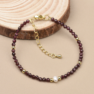 Tek tatlısu inci tasarım 3mm yuvarlak Faceted Rhodonite Carnelian amazonit Garnet küçük doğal taş boncuk bilezik - Product Image 1