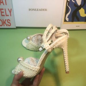 9.5CM Custom Your Own Logo Femme Fashion <b>White</b> <b>Heels</b> for Ladies - Product Image 6