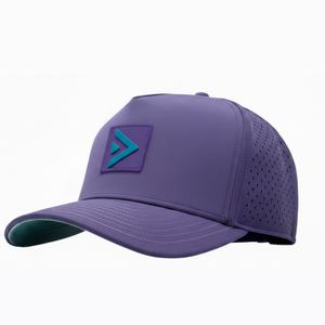 Casquette de golf OEM personnalisée en maille perforée avec logo, 5 panneaux, visière légèrement incurvée, snapback, patch en caoutchouc imperméable - Product Image 1