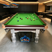 Table de billard S.Q.F Classic Green Felt 9 pieds avec pieds en marbre, plateau en ardoise, coussin en cuir, pour salle de jeux professionnelle, club de luxe ou usage domestique.