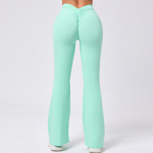 Pantalones de yoga <span class=keywords><strong>Acampanados</strong></span> para mujer, <span class=keywords><strong>leggings</strong></span> de entrenamiento con espalda en V, venta al por mayor personalizada, pantalones <span class=keywords><strong>acampanados</strong></span> para mujer - Product Image 5