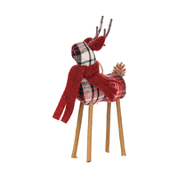 Ornement suspendu en tissu rayé rouge et blanc en forme de renne à longues pattes pour sapin de Noël, cheminée, fenêtre, décoration de Noël pour la vente au détail