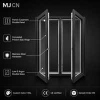 Fenêtre sur mesure en aluminium noir mat, double vitrage, à battants, charnières dissimulées, verre Low-E à l'argon, pour usage résidentiel