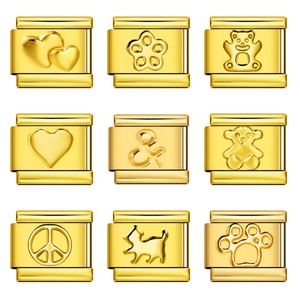 Eslabones de Acero Inoxidable Chapados en Oro con Dijes de Corazón, Huella de Oso y Símbolo de Paz, Accesorios DIY para Pulseras, Joyería Unisex 10mm - Product Image 1