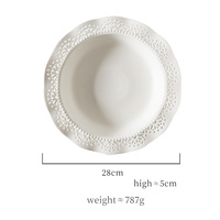 Décoration personnalisée Vaisselle à bord creux Plat à soupe Assiette de présentation Assiette plate en céramique gaufrée