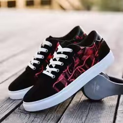 Black <b>Canvas</b> Sneakers <b>Round</b> Toe Lace-Up Breathable Rubber Outsole EVA Midsole All Season Casual Shoes - Product Image 2