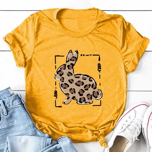 T-shirt à manches courtes pour femme, modèle été, avec imprimé léopard, Animal et lapin, vêtement de mode, décontracté, top, 2020