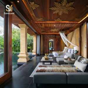 Ensemble de meubles de chambre à coucher en teck de style tropical balinais, sur mesure pour projets hôteliers, villas privées avec piscine, achat en gros - Product Image 1