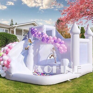 Château gonflable commercial de grande taille, blanc, pour mariage, avec deux toboggans pour enfants, modèle AOFINE Afc300, capacité de 10 personnes, 2 - Product Image 5