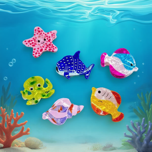 Pinces à cheveux Nini Ocean Series 7 cm, créatures marines colorées, pinces pour enfants, dessins animés mignons, plastique durable - Product Image 2