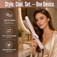 Catokan Rambut Cool Air Airflow 2 in 1 Pelat Keramik 220C Kabel Putar Profesional Salon Untuk Wanita