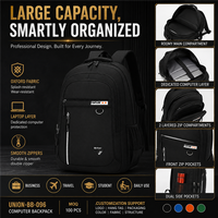 Sac à dos pour ordinateur portable OEM personnalisé grande capacité avec rangements multicouches et tissu Oxford pour les trajets quotidiens, les études et les voyages