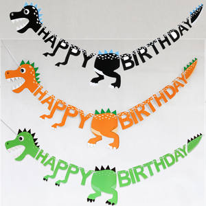 FUXIN Nouvelle bannière de fête d'anniversaire en forme de dinosaure, lettres suspendues, joyeux anniversaire, bannière écologique, matériau en carton durable, décoration de fête - Product Image 1