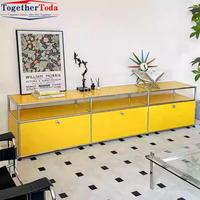 Meuble TV Modulaire Extensible de Luxe Moderne en Acier Inoxydable avec 3 Tiroirs de Rangement pour Salon et Maison