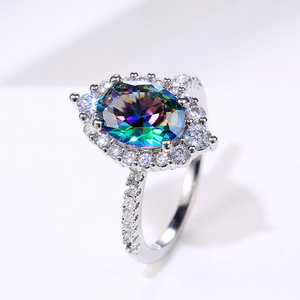 Anello Cocktail F269 in Moissanite Taglio Ovale, Argento 925 con Incastonatura a Pavé, Gioiello di Fidanzamento per Donna - Product Image 6