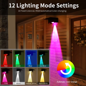 <span class=keywords><strong>Lampe</strong></span> murale <span class=keywords><strong>solaire</strong></span> à LED RVB sans fil IP65 sans perçage pour jardin clôture escalier déco carré atmosphère extérieure - Product Image 4