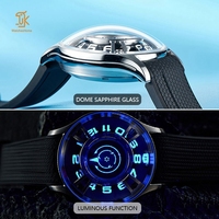 Montres Mécaniques Automatiques « Wandering Hour » Dôme Unique, Vente en Gros, Logo de Marque Personnalisé, Cadran Bleu 41 mm, Design Original, Fabricant de Montres-bracelets