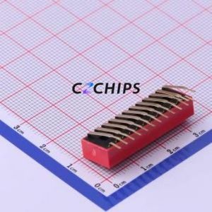 DA-12RP DIP Switch Through hole Component (THT) Switch Flat Toggle, Raised Type Single Pole Single Throw 12 2.54mm - Product Image 2
