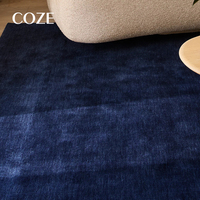 Tapis tufté à la main de style moderne bleu foncé uni pour salon et ensemble de tapis de zone, en stock