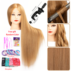Cabeza de entrenamiento de maniquí femenino de pelo Real 85% de 60 cm de largo, cabeza de maniquí para peluqueros y peinados - Product Image 1