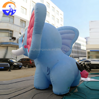 Modèle d'éléphant gonflable publicitaire multicolore, mignon, de style dessin animé, thème animal, accessoires de décoration publicitaire extérieure avec souffleur