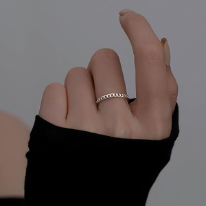 S925 Sterling Silver Twisted Chain <b>Ring</b> <b>Adjustable</b> Opening Index Finger Unisex Everyday Wear Jewelry - Product Image 1