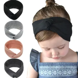 Toptan çocuk çapraz saç bandı bebek streç saf uzun kulaklar bebek dekoratif headdress